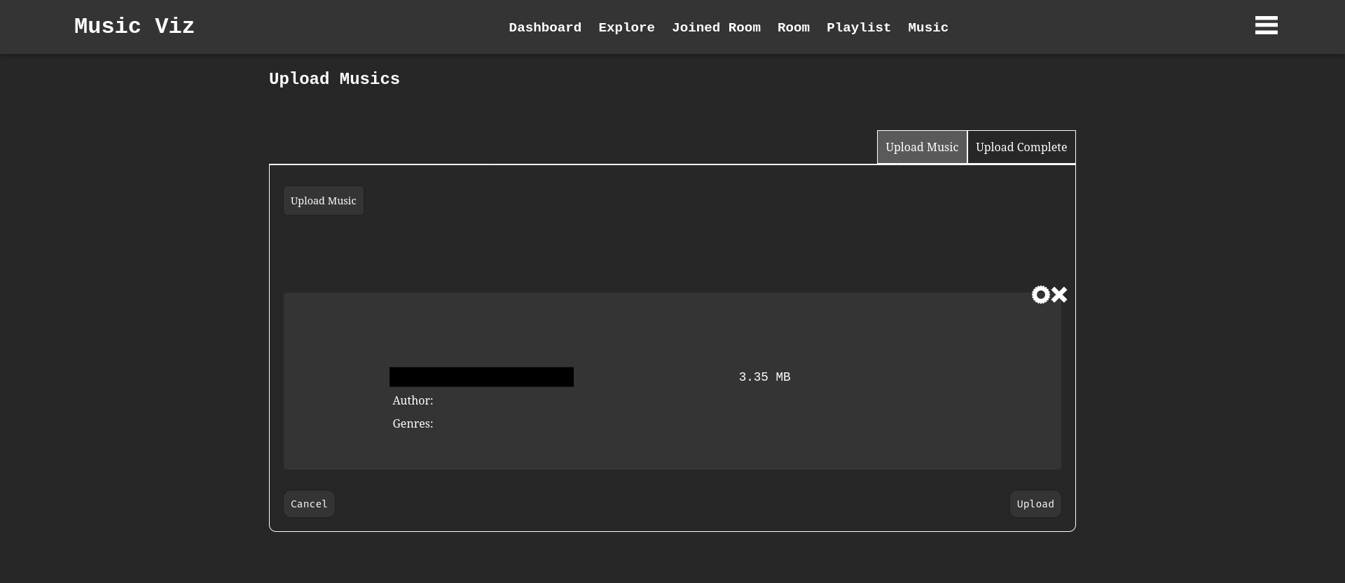 Upload Music Page